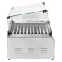 VEVOR Parrilla de Acero Inoxidable para Perros Calientes de 2400 W con Calentador de Panecillos, Cubierta, Control de 3 Temperaturas, Caja de Almacenamiento Lateral, 11 Rodillos, 5 r/min, Plata