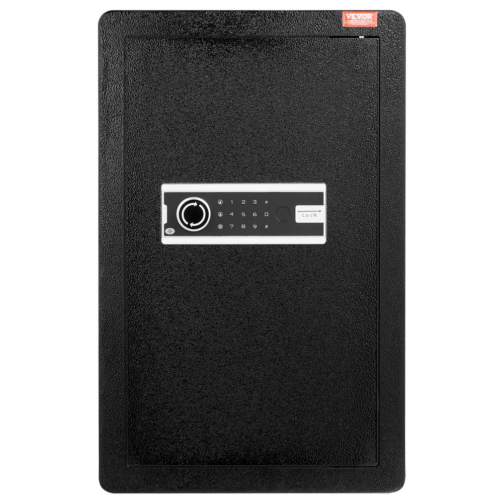 VEVOR Caja de seguridad de una puerta de 99 L con cerradura (llave y contraseña), con bolsa ignífuga, porta llaves, luz LED y 2 estantes, para dinero, documentos, joyas y objetos de valor, color negro