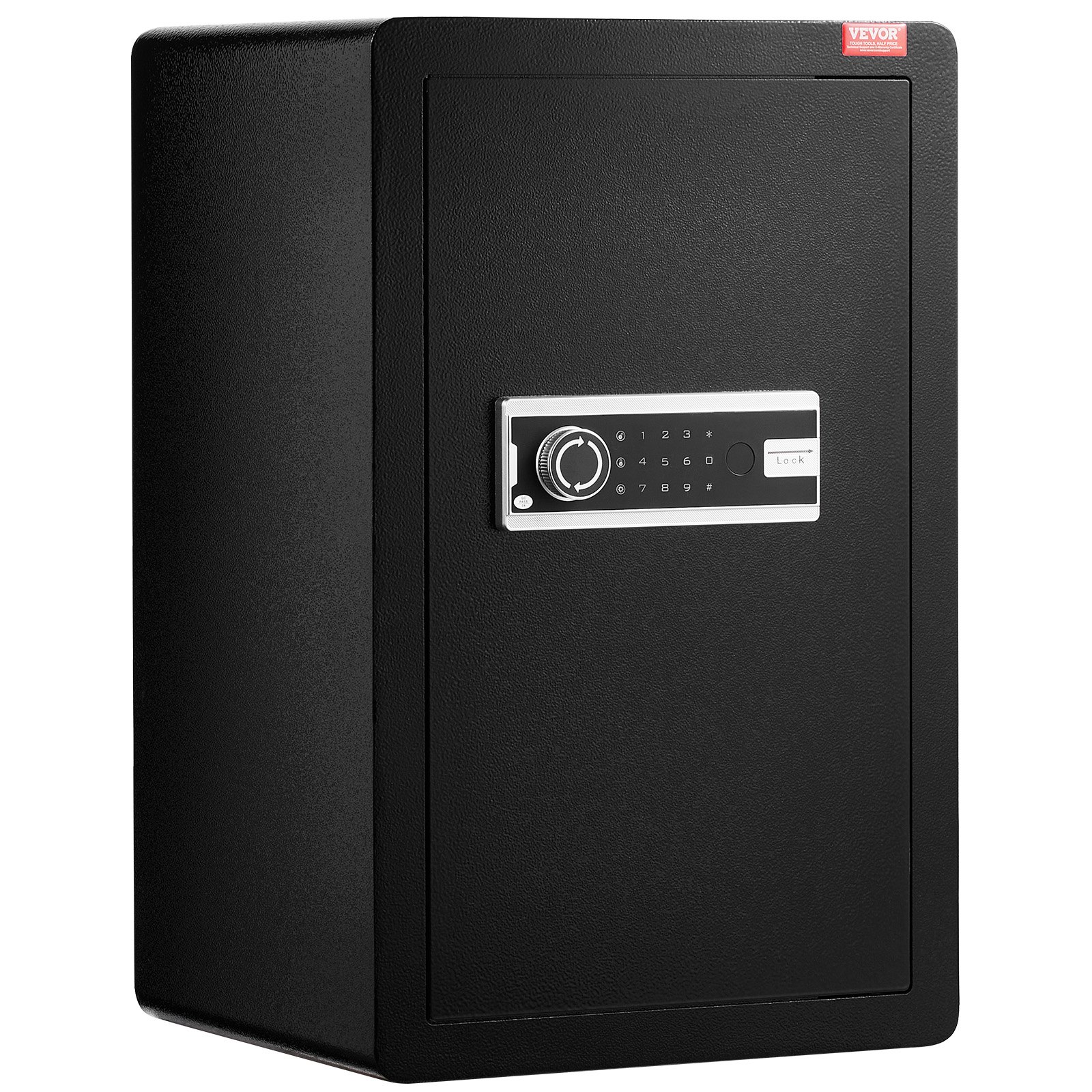 VEVOR Caja de seguridad de una puerta de 99 L con cerradura (llave y contraseña), con bolsa ignífuga, porta llaves, luz LED y 2 estantes, para dinero, documentos, joyas y objetos de valor, color negro