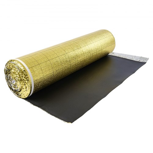 VEVOR Base para Suelo 18,6 m²/Rollo, con Cinta Adhesiva y Barrera de Vapor, Espuma EPE Alta Resistencia con PE, Insonorizante y Reductor de Ruido, para Suelos Laminados de Madera, Color Dorado