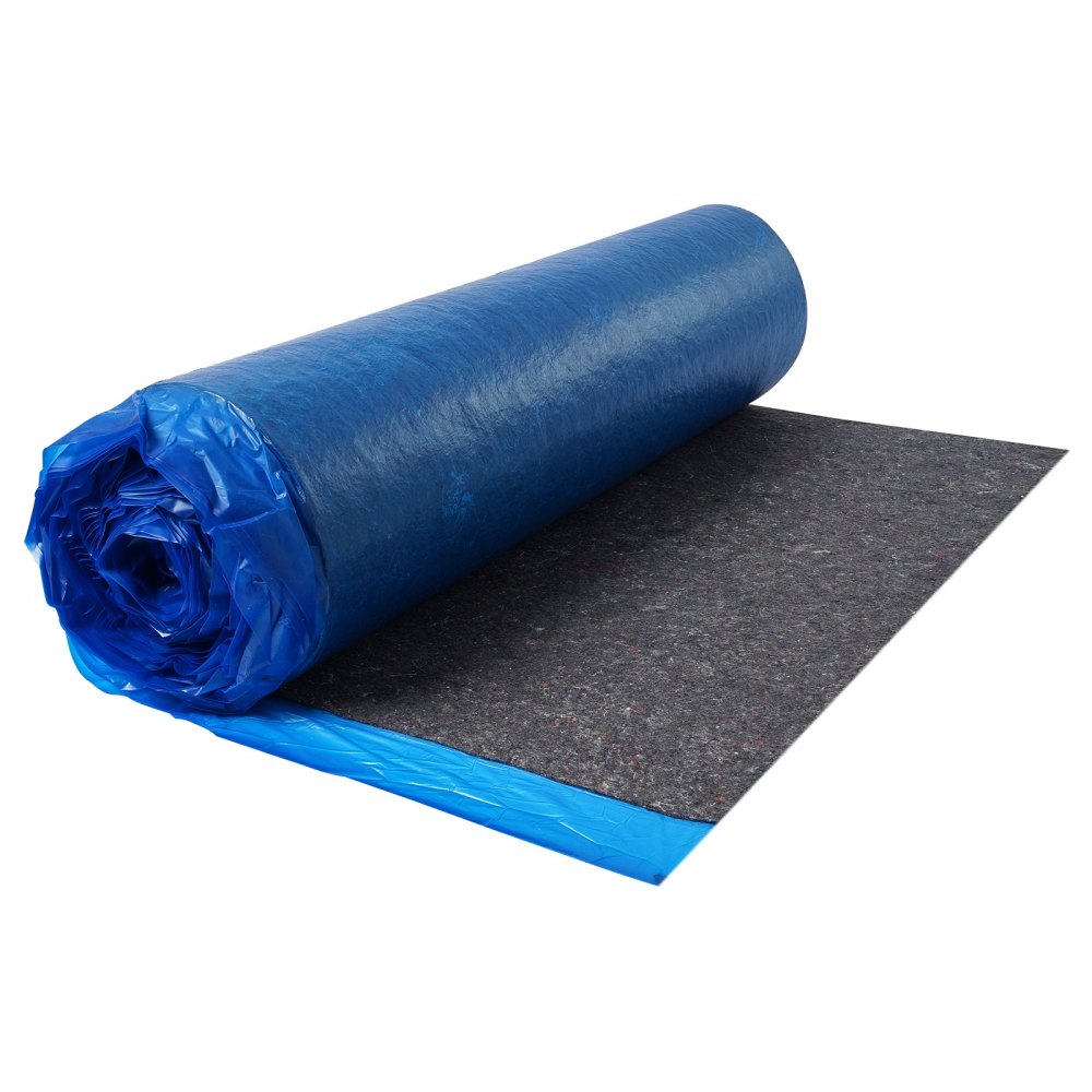 VEVOR Floor Underlayment 37.2 m², 3mm Laminate Flooring Padding with Attached Vapor Barrier, Heavy Duty Fiber+PE Film, Soundproofing & Noise Reduction for Vinyl & Wood Floors(2 Rolls x 18.6 m²)
