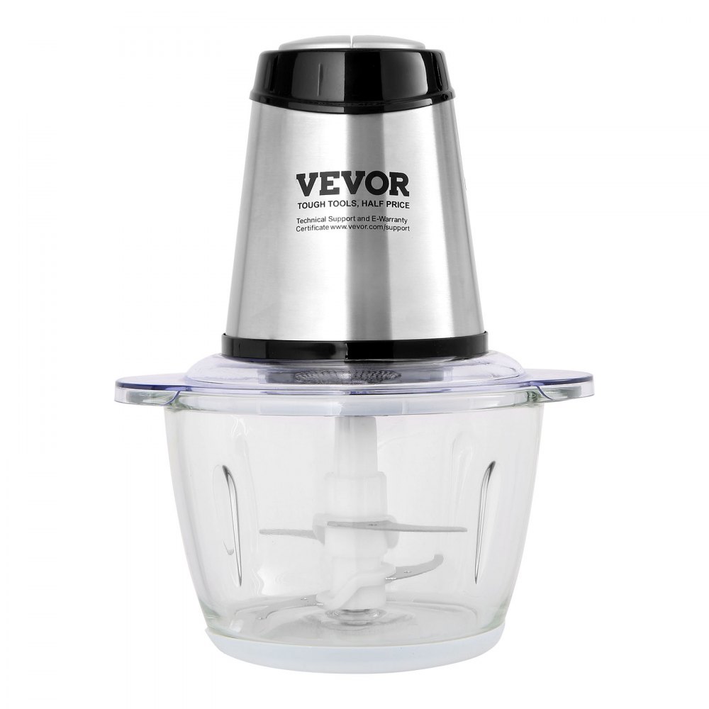 VEVOR Picadora Eléctrica Multifuncional Picadora de Carne 400 W Con Bol de Vidrio 1,2 L 5 Tazas Hoja de Acero Inoxidable Con 4 Aletas 2 Velocidades Para Frutas Verduras Carne Comida Para Bebés