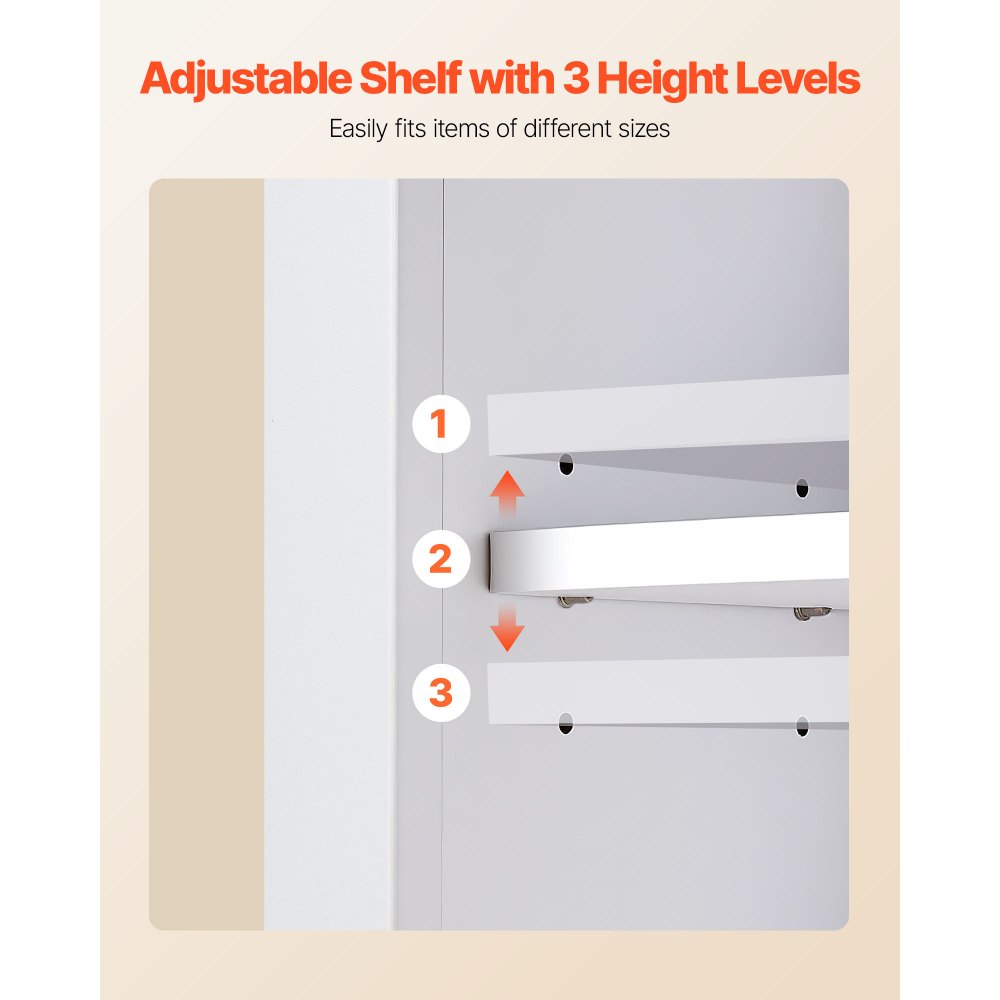 VEVOR Armario de Pared para Baño, con 2 Puertas y Estantes Ajustables, Armario Colgante con Divisor Abierto y Toallero para Cocina, Baño y Lavadero, Resistente a la Torsión, 660 x 495 x 180 mm