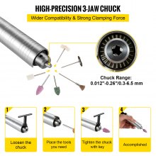 VEVOR Amoladora de Eje Flexible 380W Herramienta Rotativa de Eje Flexible 500-23000 RPM Amoladora Eléctrica 80 x 145 mm para Procesar Madera, Metal, Joyería, Piedra y Otros Trabajos de Escultura