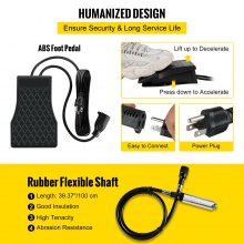 VEVOR Amoladora de Eje Flexible 380W Herramienta Rotativa de Eje Flexible 500-23000 RPM Amoladora Eléctrica 80 x 145 mm para Procesar Madera, Metal, Joyería, Piedra y Otros Trabajos de Escultura