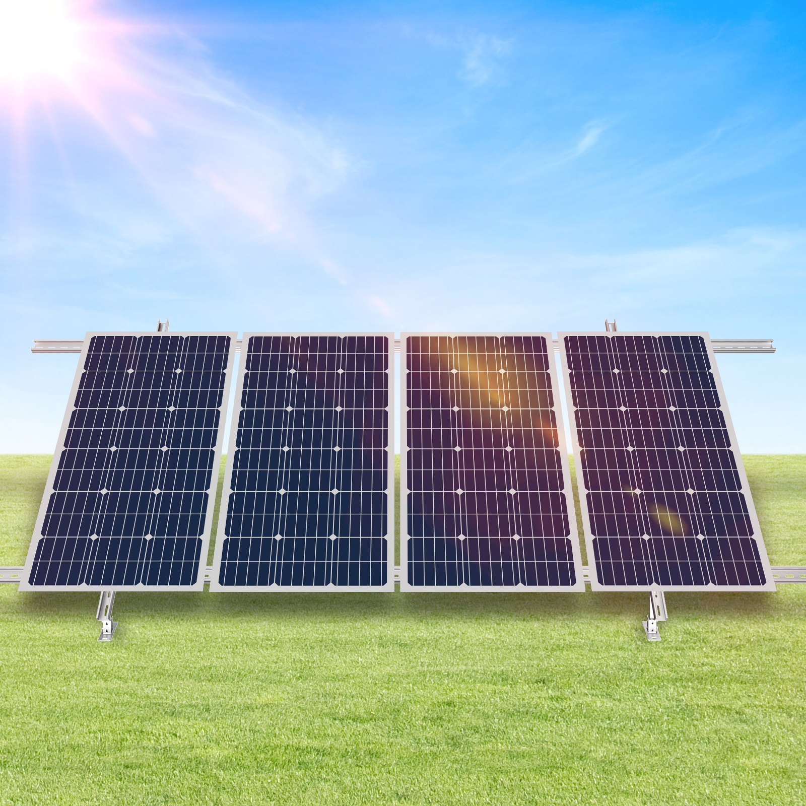 VEVOR Soportes de Montaje en Tierras para Paneles Solares de Varias Piezas Ajustables de 30° a 60°,  1 a 4 Piezas, Acero al Carbono, para Granjas, Vehículos Recreativos, Barcos, 3000 x 1000 x 800 mm