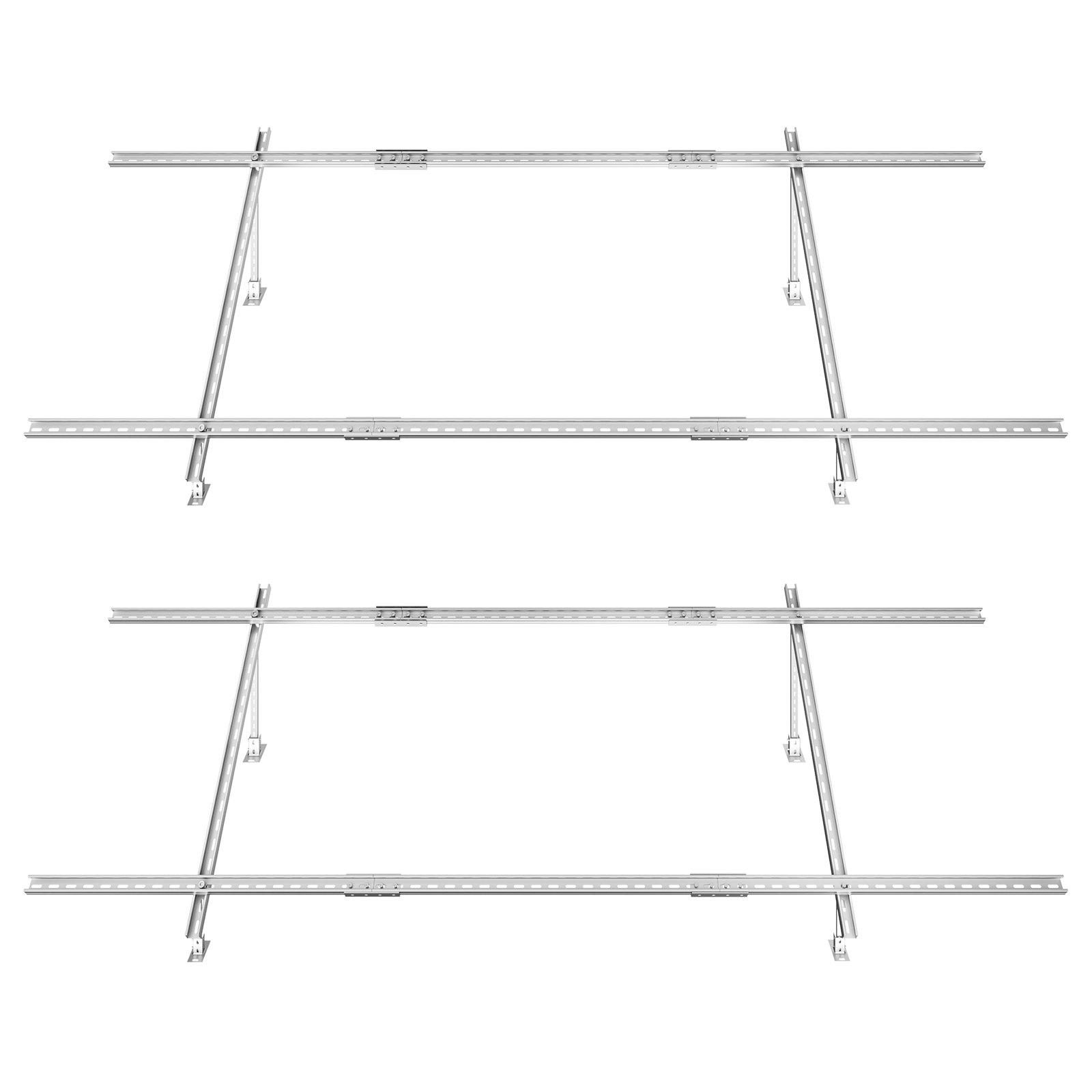VEVOR Juego de 2 Soportes de Montaje para Paneles Solares de Varias Piezas Ajustables de 30° a 60° para 4-8 Paneles Solares, Acero al Carbono, para Granjas, Vehículos Recreativos, 3000 x 1000 x 800 mm