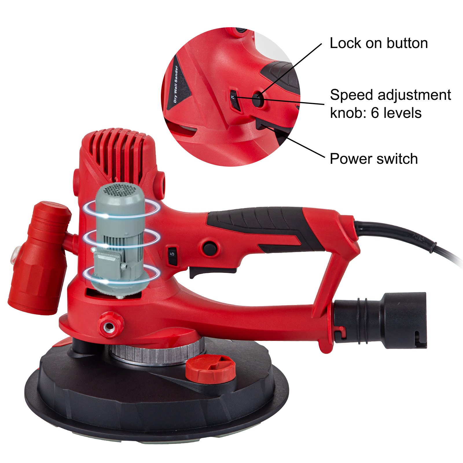 950w Lijadora De Pared Seca Hand Held Sander 180mm Dust Collection 3500rpm