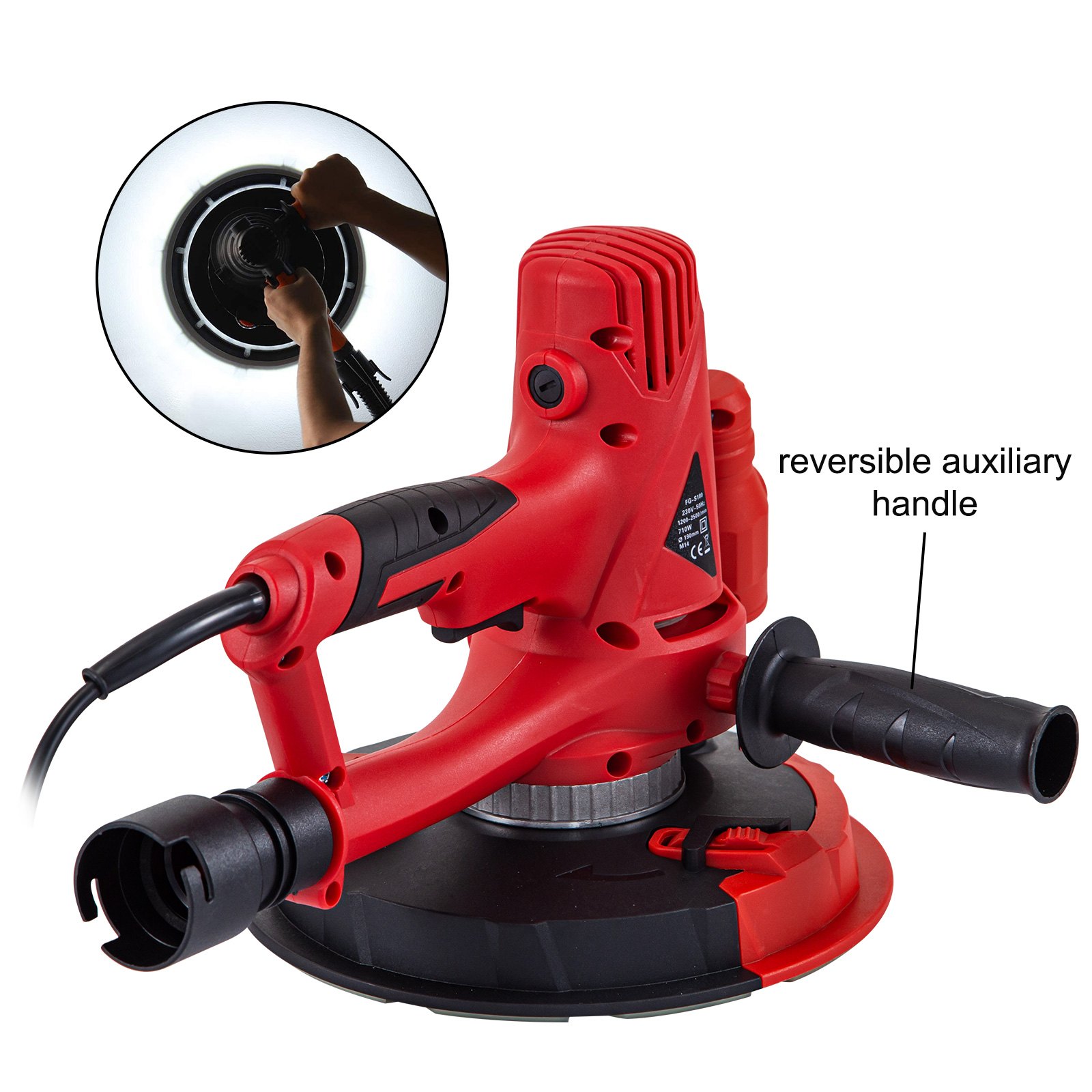 950w Lijadora De Pared Seca Hand Held Sander 180mm Dust Collection 3500rpm