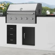 VEVOR Puerta de Acceso a Barbacoa Puerta de Cocina Exterior Simple de 415 x 570 mm Puerta Empotrada de Placa Fría con Manija Empotrada para Isla de Barbacoa, Estación de Parrilla, Armario Exterior
