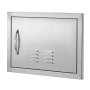 VEVOR Grill Access Door, 508 x 356 mm, Single Outdoor Kitchen Door, Flush Mounted Stainless Steel Door, Vertical Wall Door with Handle and Ventilation Slots, for Grill Island, Grill Station, Outdoor Cabinet
