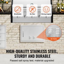 VEVOR Puerta de Acceso a Barbacoa Puerta de Cocina Exterior Simple de 610x432 mm Puerta Empotrada de Acero Inoxidable con Manija Empotrada para Isla de Barbacoa, Estación de Parrilla, Armario Exterior