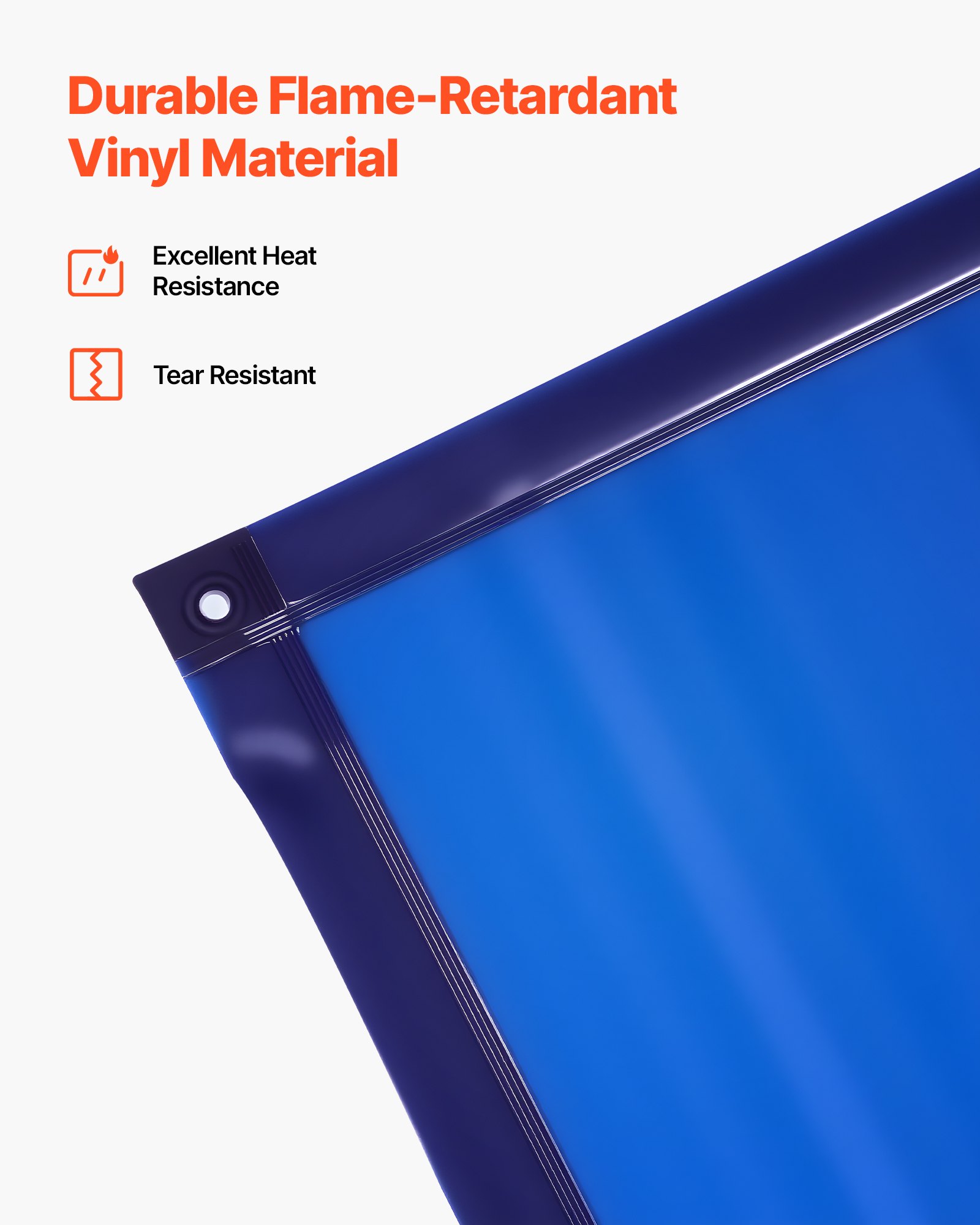 VEVOR Cortina de Soldadura, 1740 x 1740 mm, Pantalla de Soldadura de Vinilo Ignífugo con Ruedas Giratorias Bloqueables y 6 Niveles de Protección UV para Uso Industrial/de Taller, azul, Con Marco