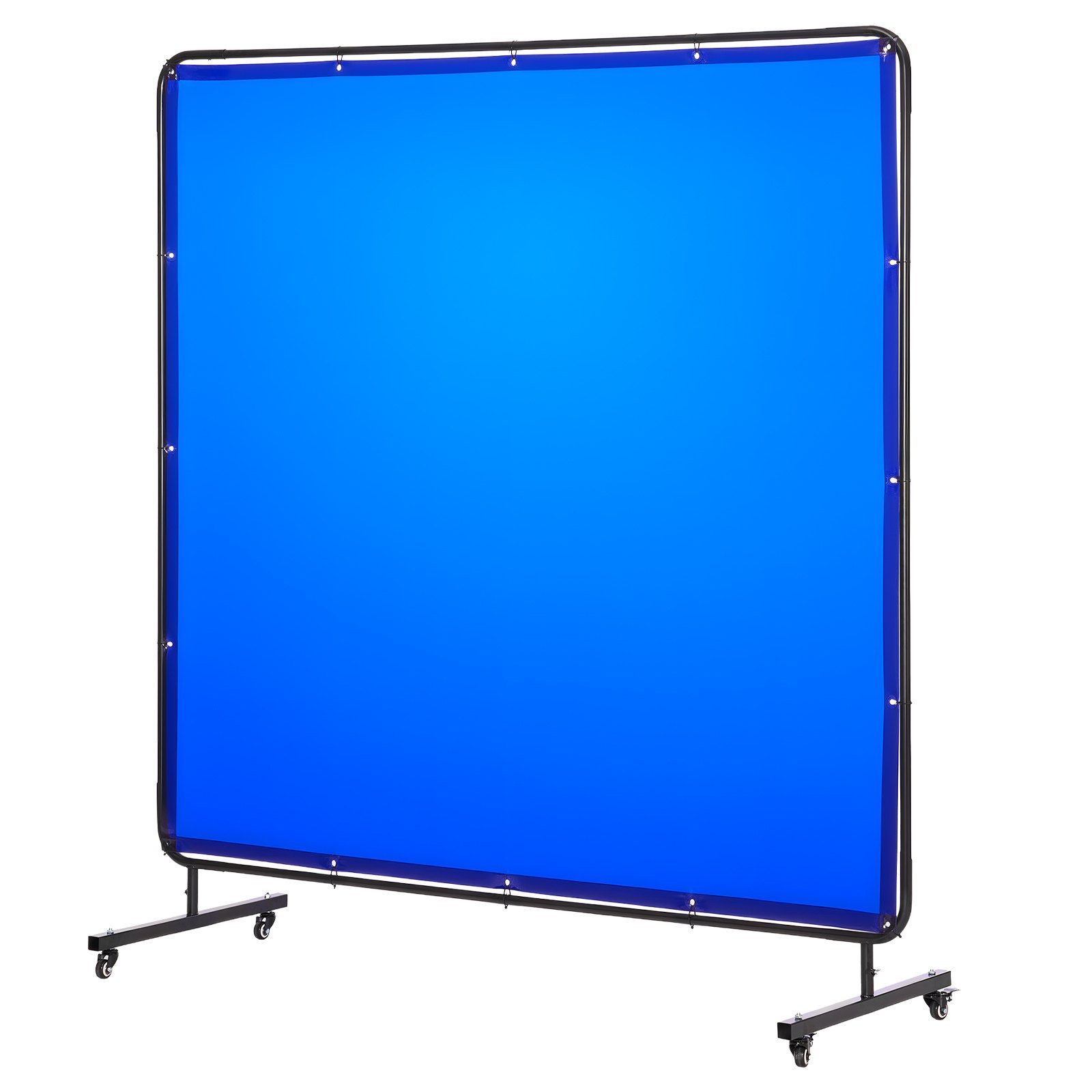 VEVOR Cortina de Soldadura, 1740 x 1740 mm, Pantalla de Soldadura de Vinilo Ignífugo con Ruedas Giratorias Bloqueables y 6 Niveles de Protección UV para Uso Industrial/de Taller, azul, Con Marco