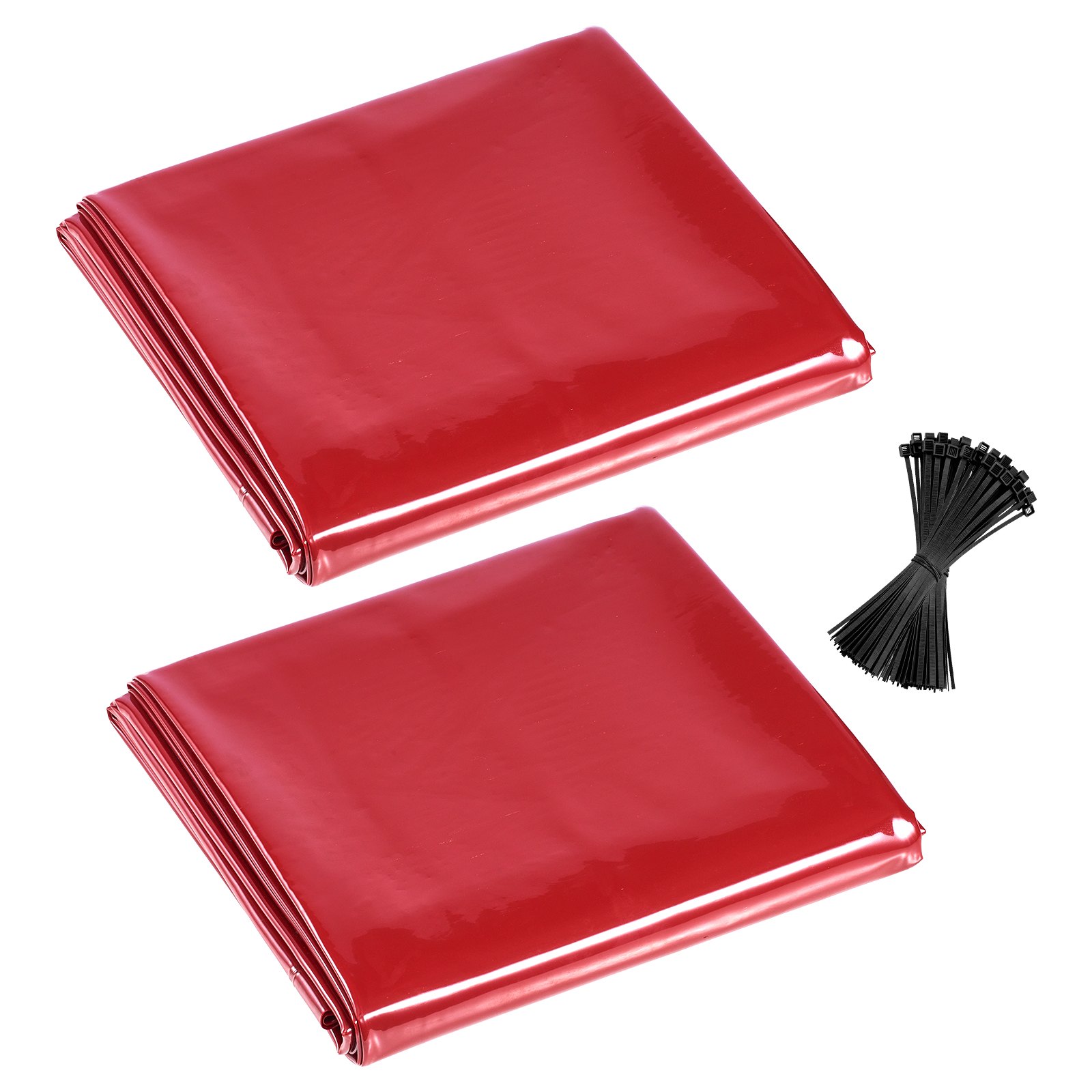 VEVOR Cortina de Soldadura, 1740 x 2340 mm, de Vinilo Ignífugo con 6 Niveles de Protección UV para Taller, Lugares de Trabajo al Aire Libre y Estructuras Temporales, Color Rojo, sin Marco, 2 uds