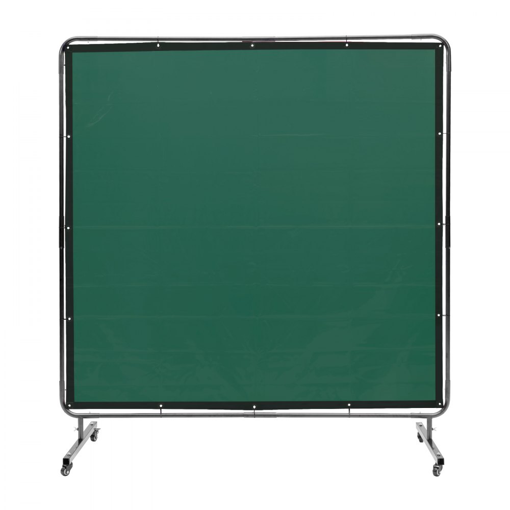 VEVOR Cortina de Soldadura con Marco, 1,8x1,8 m Pantalla de Protección de Soldadura de Vinilo Ignífugo con 4 Ruedas Giratorias 2 con Cerradura, Cortina Móvil Profesional para Taller, Industria, Verde