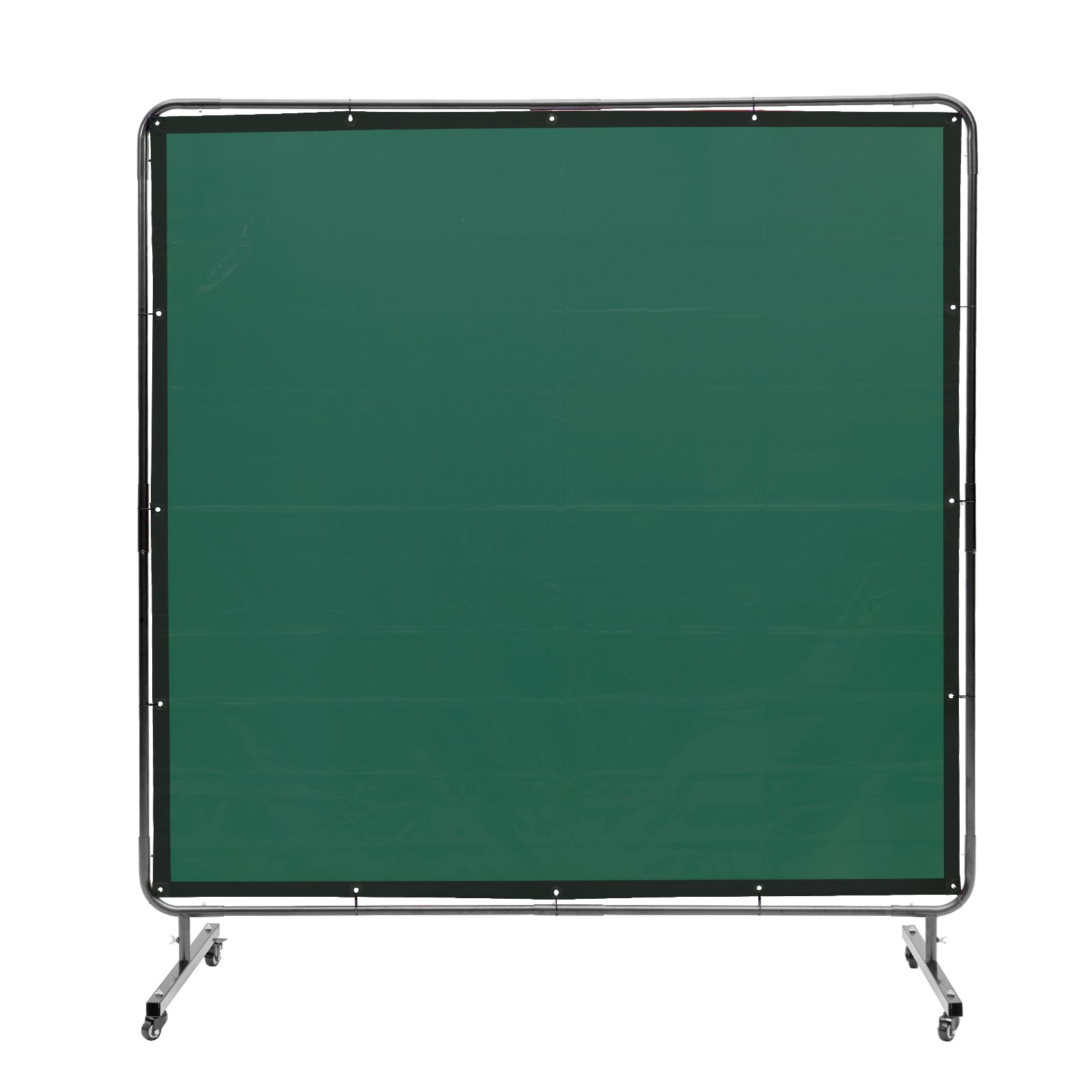 VEVOR Cortina de Soldadura con Marco, 1,8x1,8 m Pantalla de Protección de Soldadura de Vinilo Ignífugo con 4 Ruedas Giratorias 2 con Cerradura, Cortina Móvil Profesional para Taller, Industria, Verde