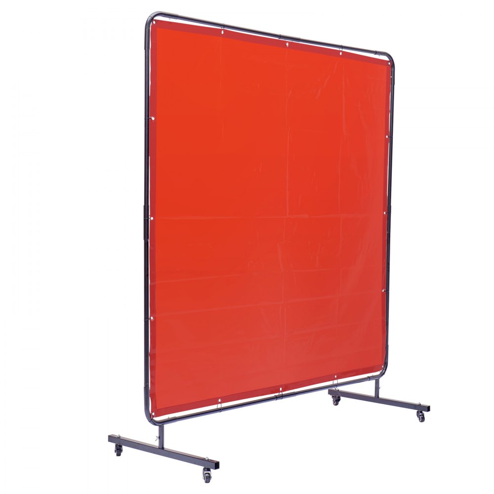 VEVOR Cortina de Soldadura con Marco, 1,8x1,8 m Pantalla de Protección de Soldadura de Vinilo Ignífugo con 4 Ruedas Giratorias 2 Bloqueables, Cortina Móvil Profesional para Taller, Industria, Rojo
