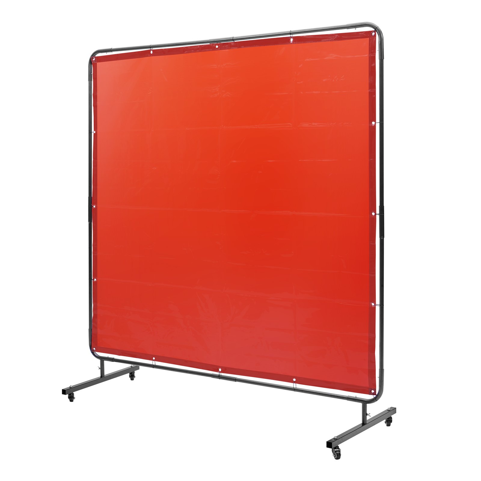 VEVOR Cortina de Soldadura con Marco, 1,8x1,8 m Pantalla de Protección de Soldadura de Vinilo Ignífugo con 4 Ruedas Giratorias 2 Bloqueables, Cortina Móvil Profesional para Taller, Industria, Rojo