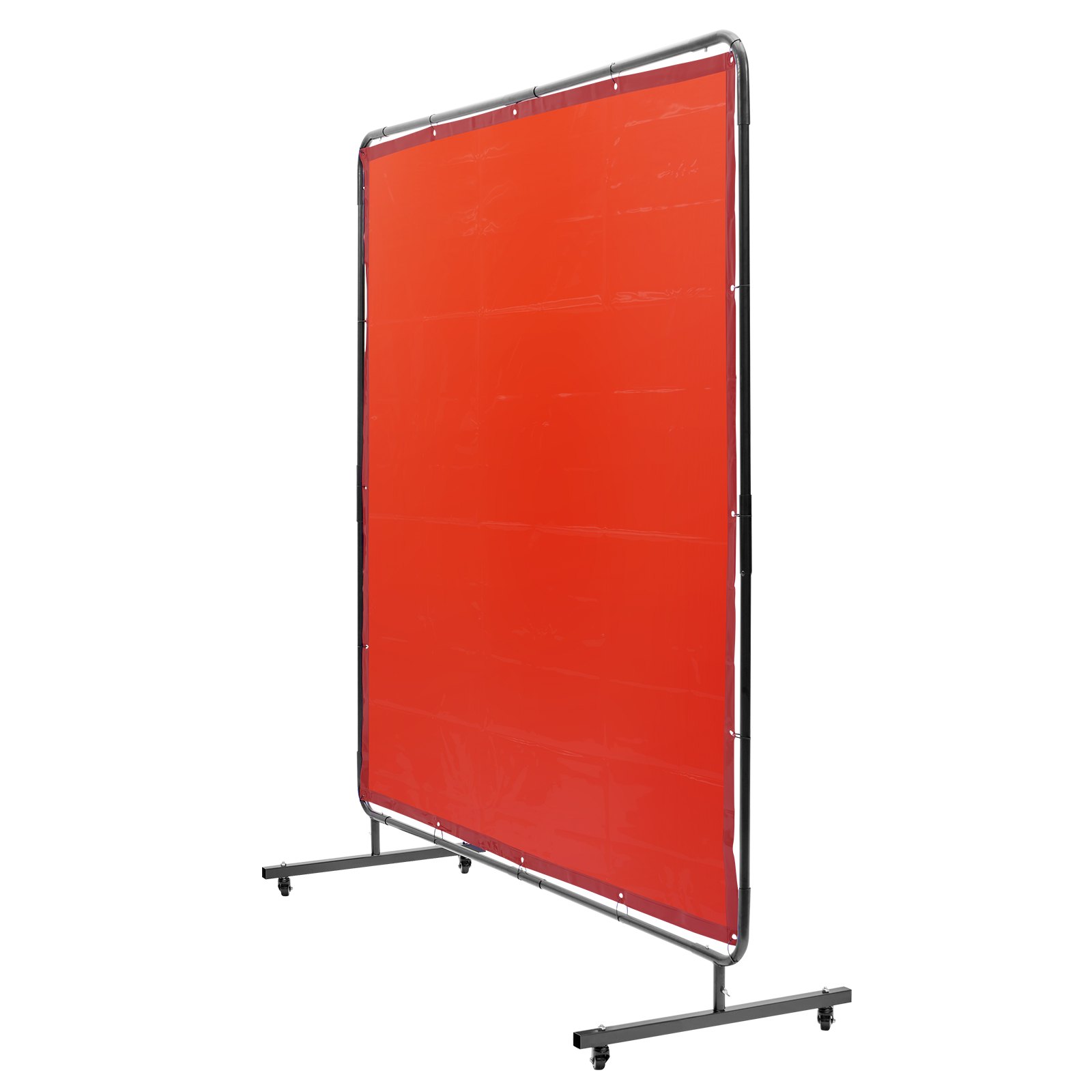 VEVOR Cortina de Soldadura con Marco, 1,8x1,8 m Pantalla de Protección de Soldadura de Vinilo Ignífugo con 4 Ruedas Giratorias 2 Bloqueables, Cortina Móvil Profesional para Taller, Industria, Rojo