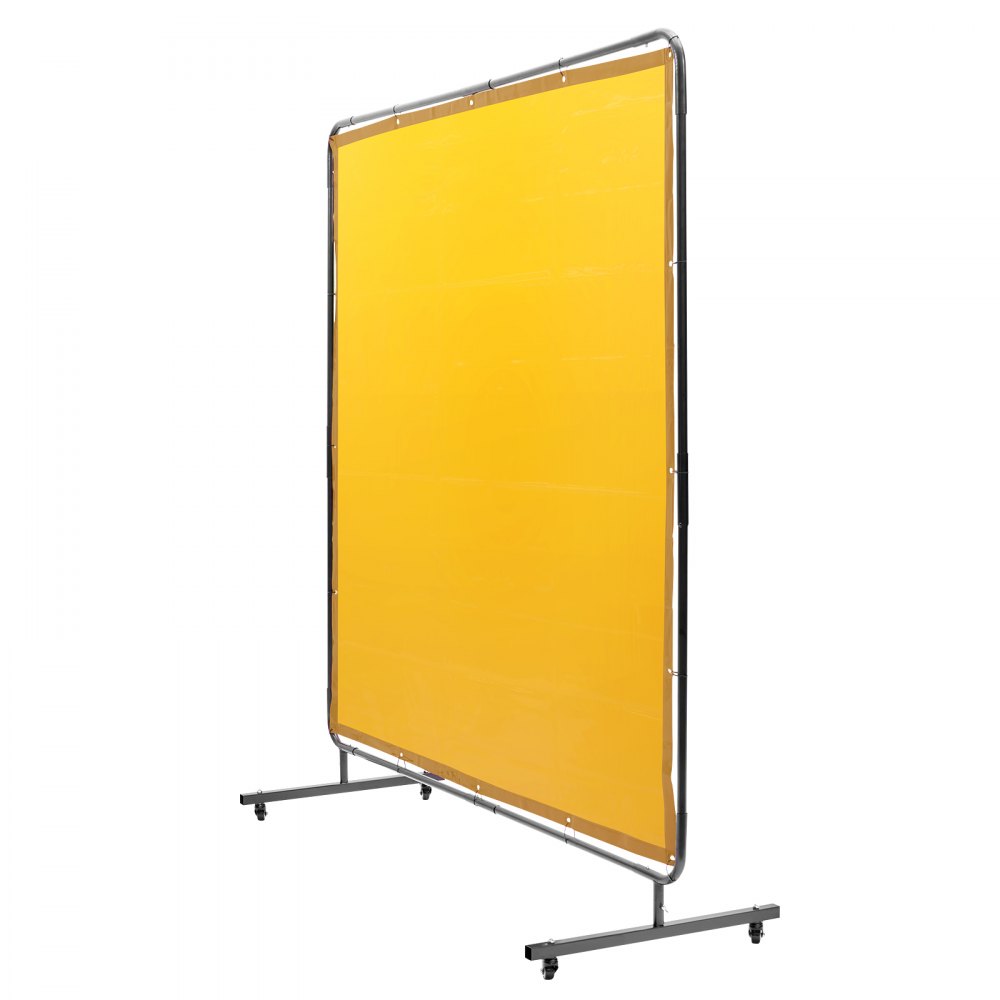 VEVOR Cortina de Soldadura con Marco, 1,8x1,8 m Pantalla de Protección de Soldadura de Vinilo Ignífugo con 4 Ruedas Giratorias 2 Bloqueables, Cortina Móvil Profesional para Taller, Industria, Amarillo