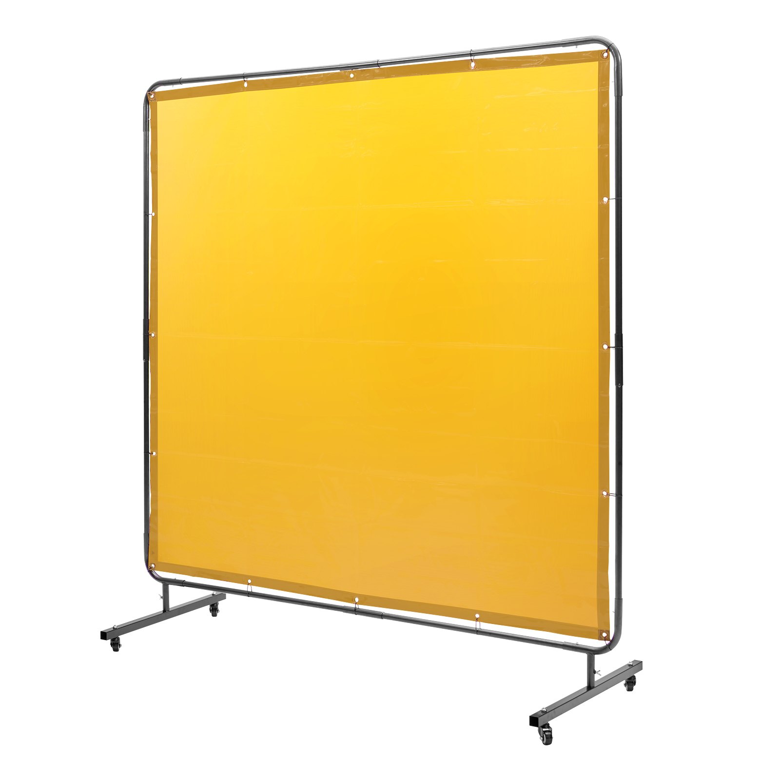 VEVOR Cortina de Soldadura con Marco, 1,8x1,8 m Pantalla de Protección de Soldadura de Vinilo Ignífugo con 4 Ruedas Giratorias 2 Bloqueables, Cortina Móvil Profesional para Taller, Industria, Amarillo