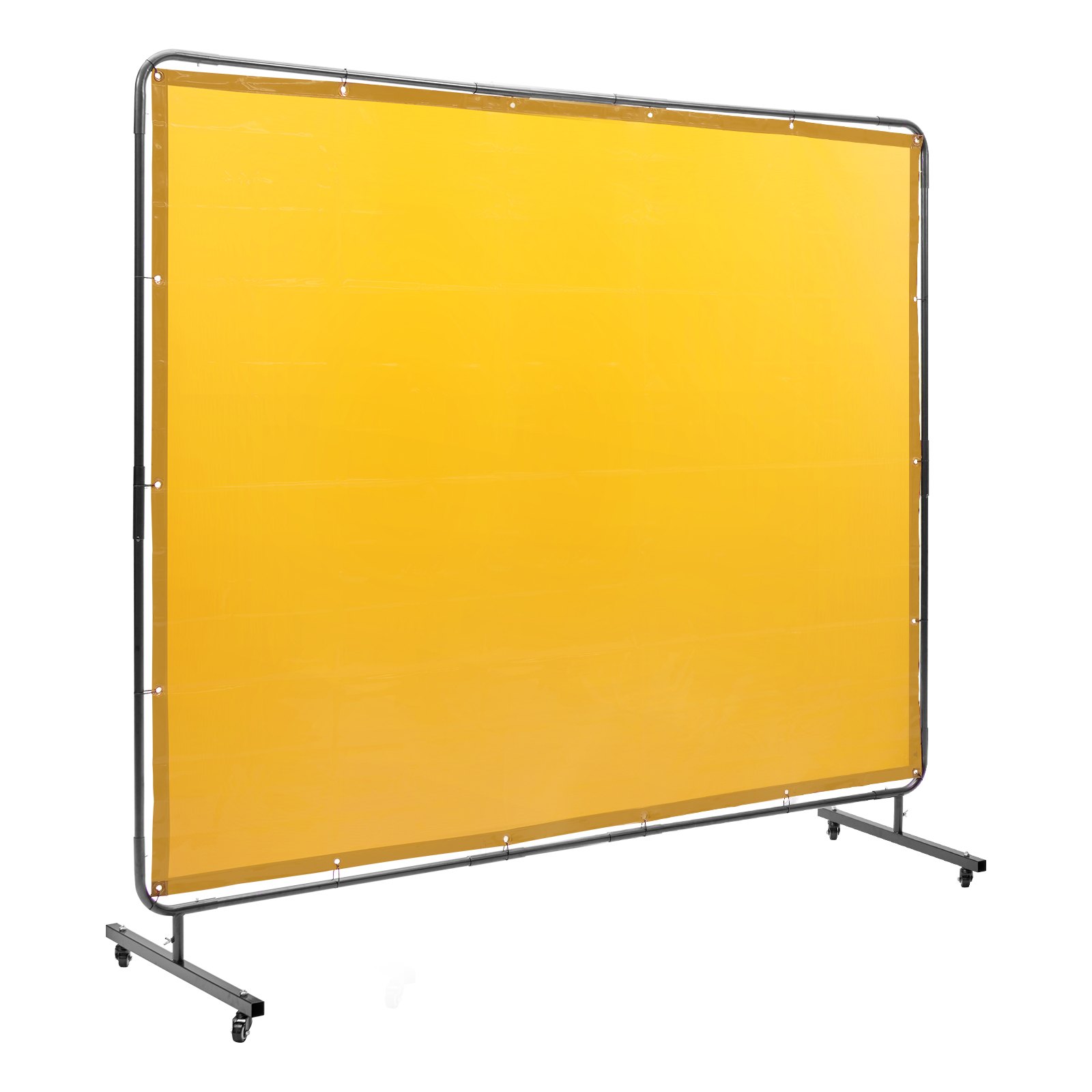 VEVOR Cortina de Soldadura con Marco 1,8x2,4m Pantalla de Protección de Soldadura de Vinilo Ignífugo con 4 Ruedas Giratorias 2 con Cerradura, Cortina Móvil Profesional para Taller, Industria, Amarillo