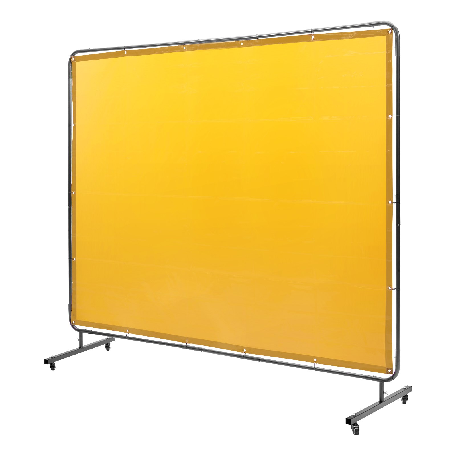 VEVOR Cortina de Soldadura con Marco 1,8x2,4m Pantalla de Protección de Soldadura de Vinilo Ignífugo con 4 Ruedas Giratorias 2 con Cerradura, Cortina Móvil Profesional para Taller, Industria, Amarillo