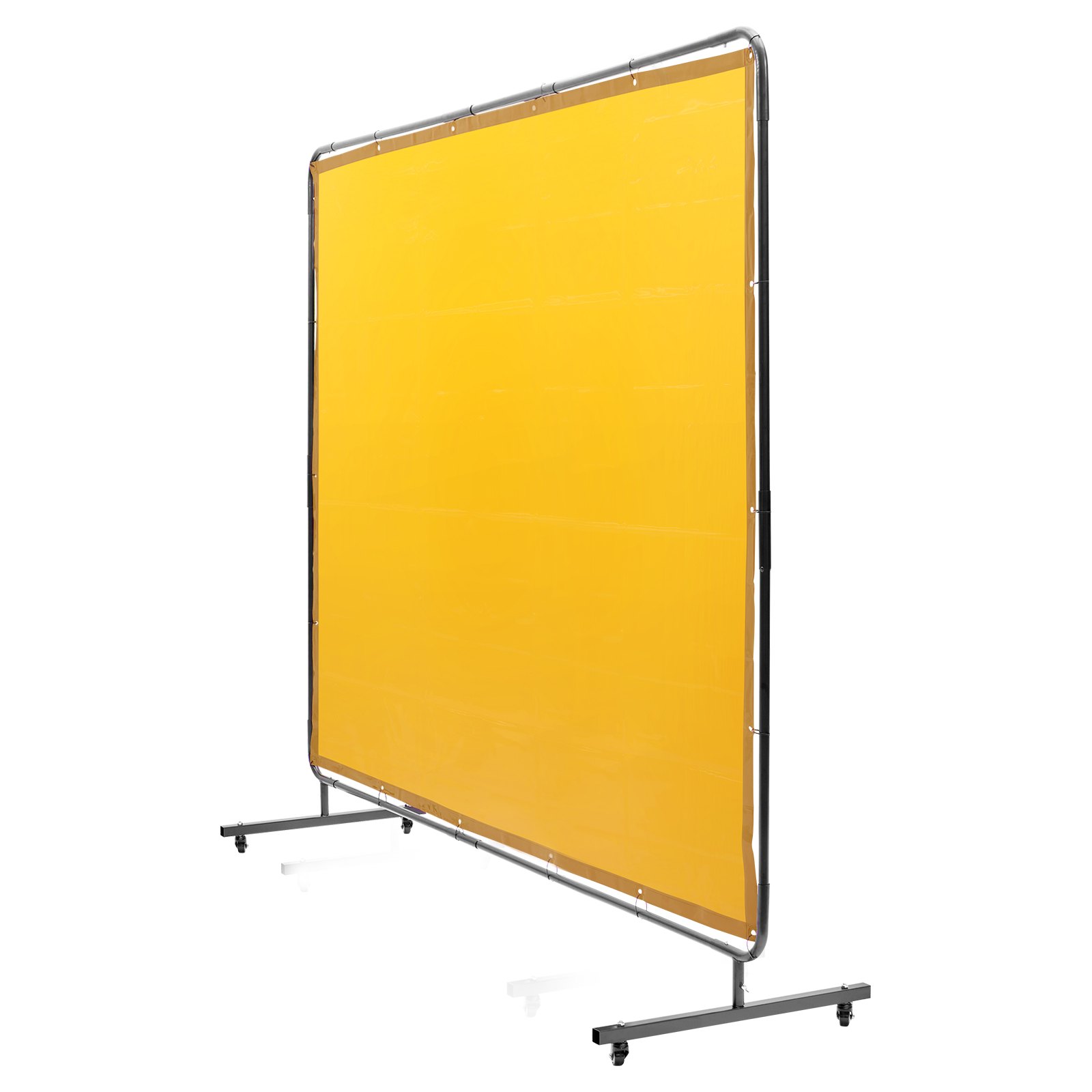 VEVOR Cortina de Soldadura con Marco 1,8x2,4m Pantalla de Protección de Soldadura de Vinilo Ignífugo con 4 Ruedas Giratorias 2 con Cerradura, Cortina Móvil Profesional para Taller, Industria, Amarillo