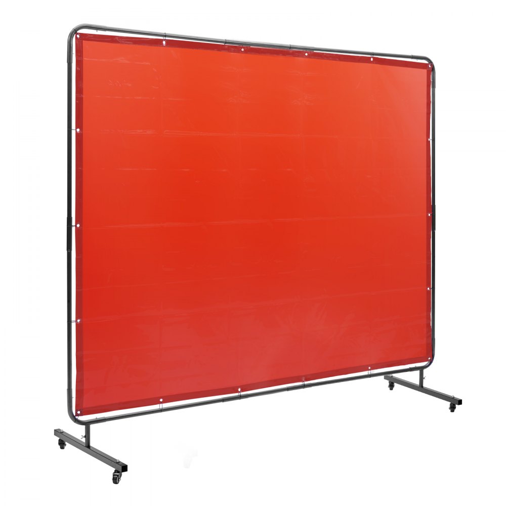 VEVOR Cortina de Soldadura con Marco, 1,8x2,4m Pantalla de Protección de Soldadura de Vinilo Ignífugo con 4 Ruedas Giratorias 2 Bloqueables, Cortina Móvil Profesional para Taller, Industria, Rojo