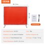 VEVOR Cortina de Soldadura con Marco, 1,8x2,4m Pantalla de Protección de Soldadura de Vinilo Ignífugo con 4 Ruedas Giratorias 2 Bloqueables, Cortina Móvil Profesional para Taller, Industria, Rojo