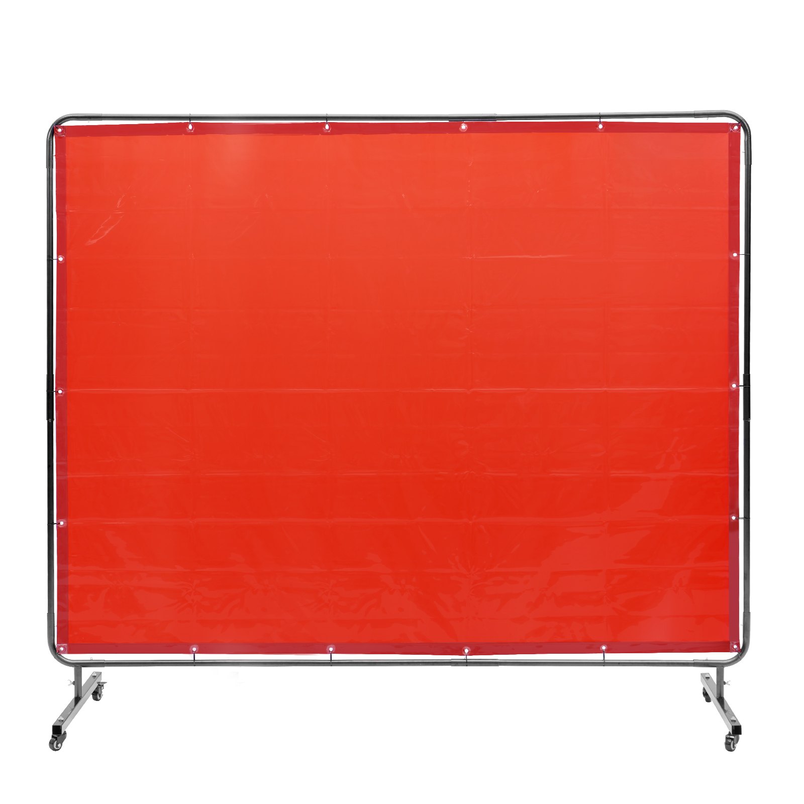 VEVOR Cortina de Soldadura con Marco, 1,8x2,4m Pantalla de Protección de Soldadura de Vinilo Ignífugo con 4 Ruedas Giratorias 2 Bloqueables, Cortina Móvil Profesional para Taller, Industria, Rojo