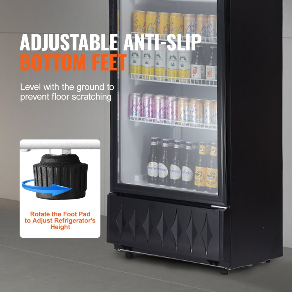 VEVOR Refrigerador de Bebidas Comercial 345 L Refrigerador Vitrina Temperatura 0-10 °C Gabinete de Bebidas Refrigerado 5 Estantes Ajustables y Caja de Luz Personalizable para Tienda Supermercado Bar