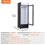 VEVOR Refrigerador de Bebidas Comercial 345 L Refrigerador Vitrina Temperatura 0-10 °C Gabinete de Bebidas Refrigerado 5 Estantes Ajustables y Caja de Luz Personalizable para Tienda Supermercado Bar