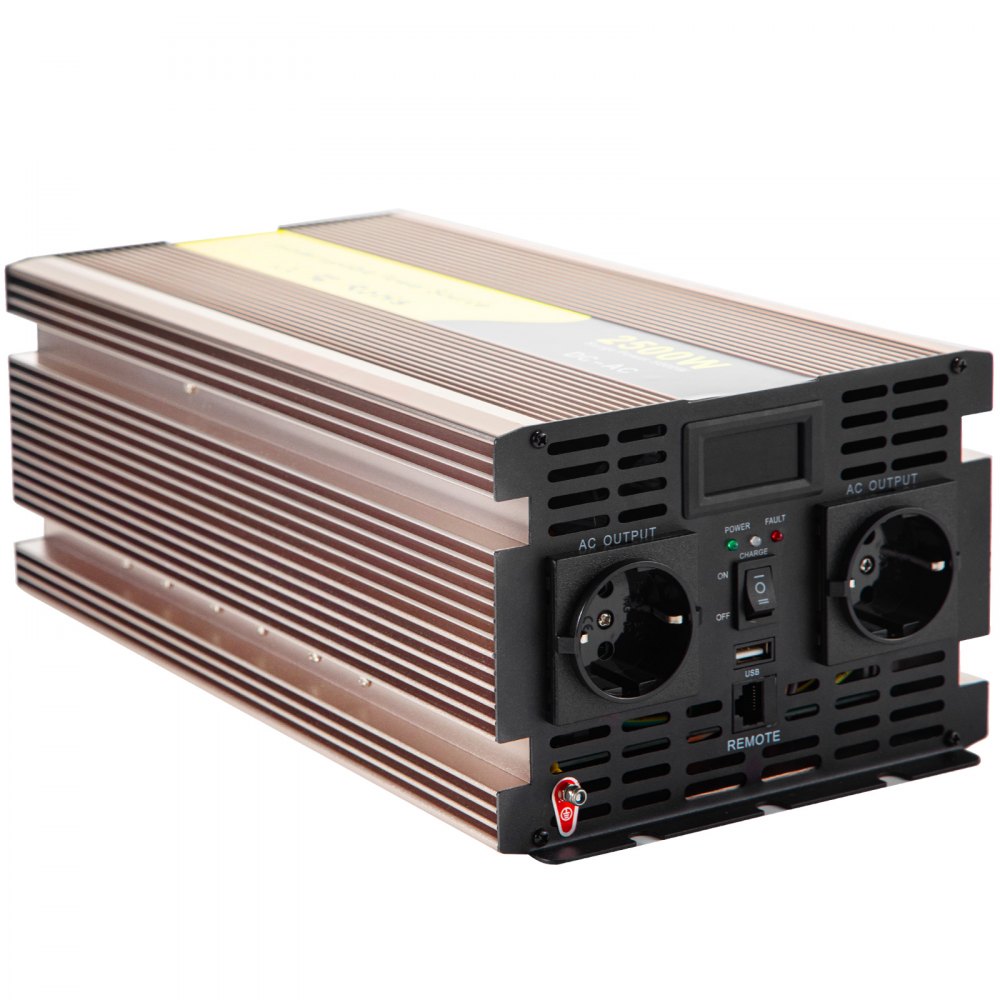 Vevor Inversor De Corriente Coche 12v Dc A 220v/230v Ac 2500w Control Remoto Lcd