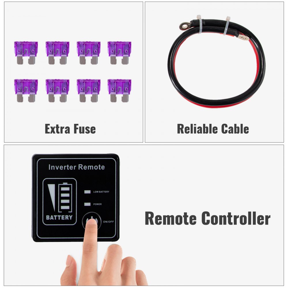 Vevor Inversor De Corriente Coche 12v Dc A 220v/230v Ac 2500w Control Remoto Lcd