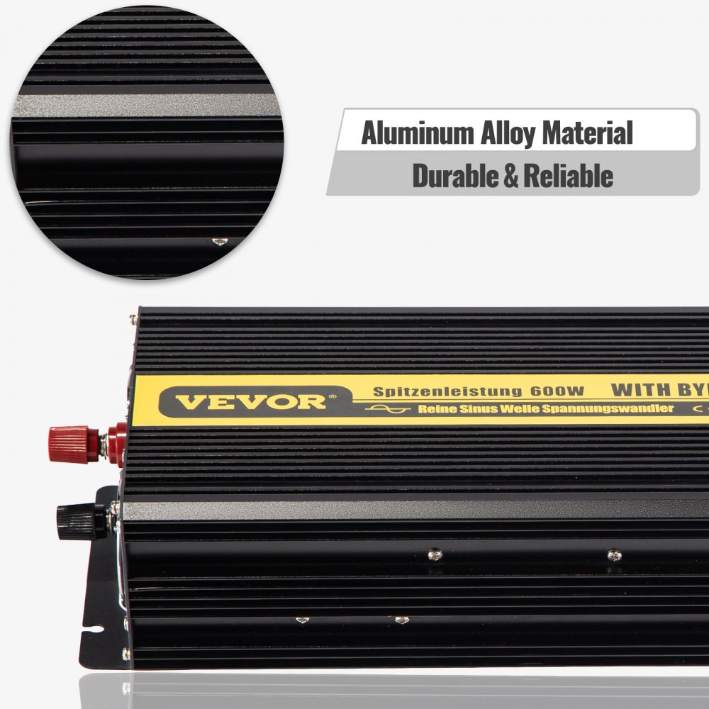Vevor Inversor De Corriente Coche 12v Dc A 220v/230v Ac 300 W Control Remoto Lcd