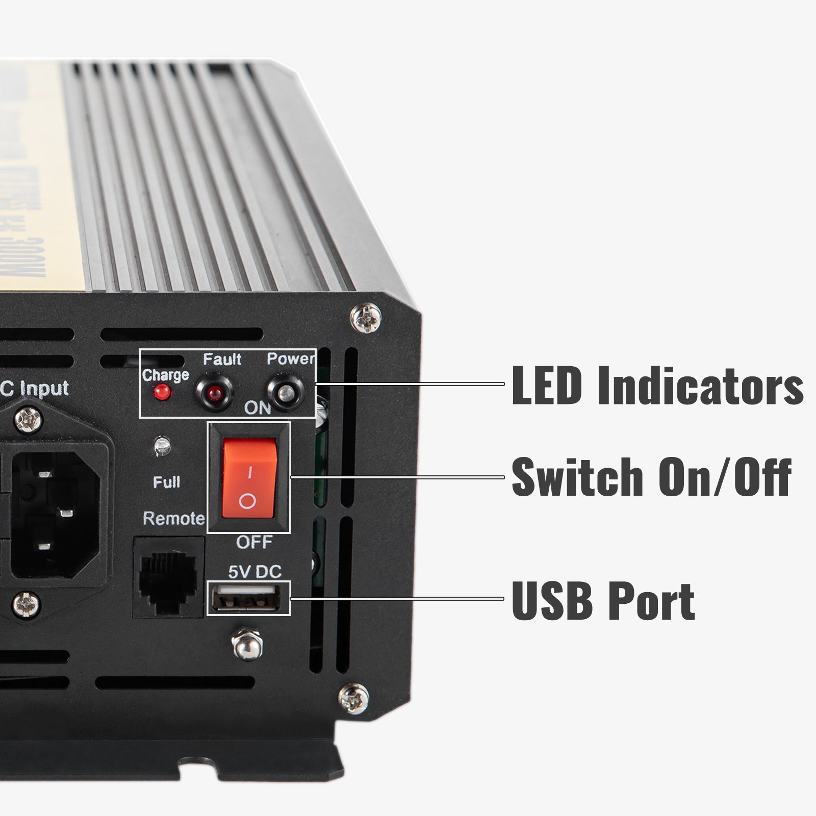 Vevor Inversor De Corriente Coche 12v Dc A 220v/230v Ac 300 W Control Remoto Lcd