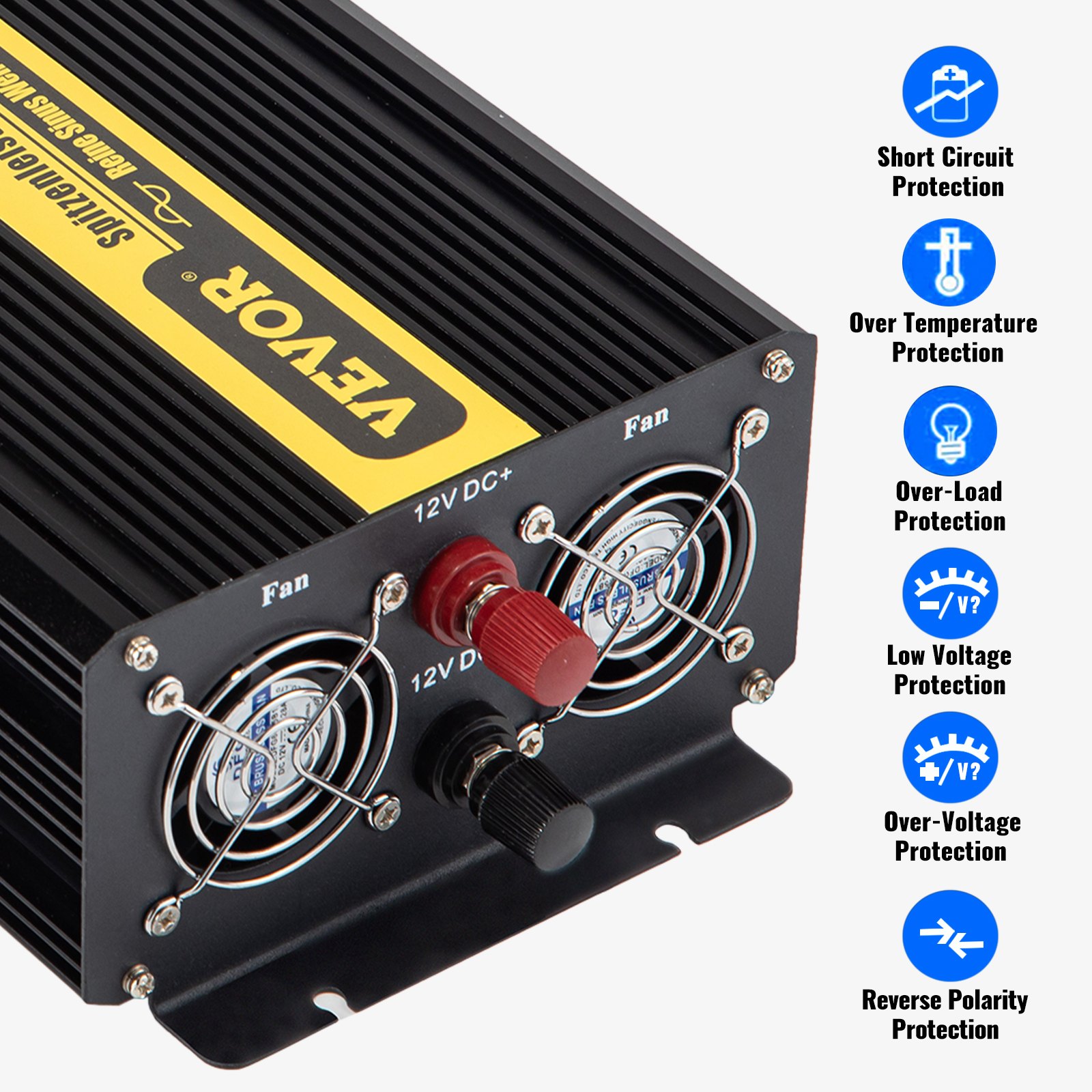 Vevor Inversor De Corriente Coche 12v Dc A 220v/230v Ac 300 W Control Remoto Lcd