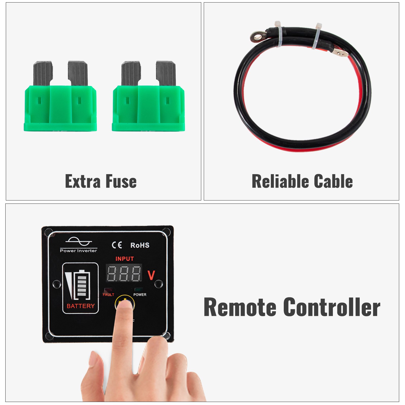 Vevor Inversor De Corriente Coche 12v Dc A 220v/230v Ac 300 W Control Remoto Lcd