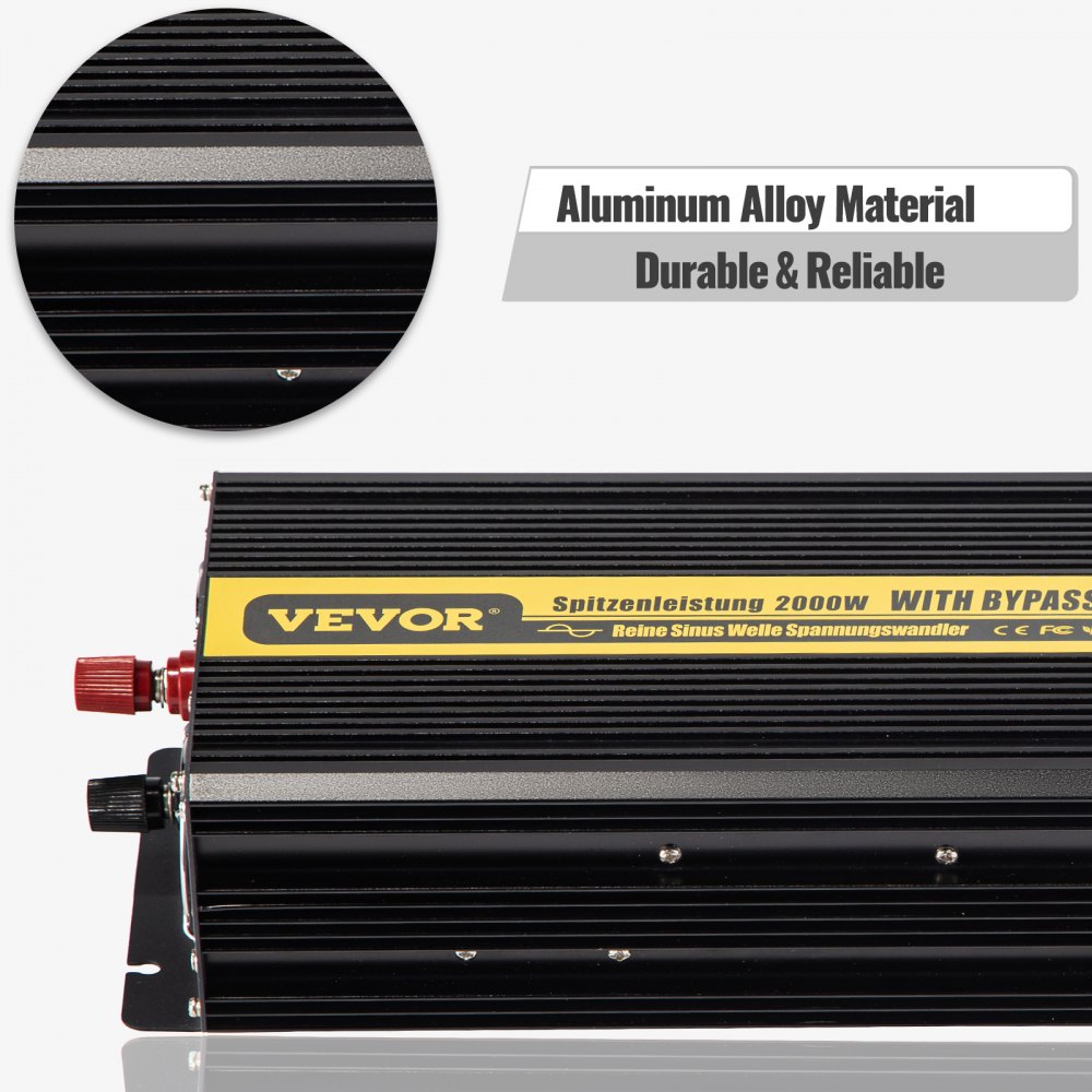 Vevor Inversor De Corriente Coche 12v Dc A 220v/230v Ac 1000w Control Remoto Lcd