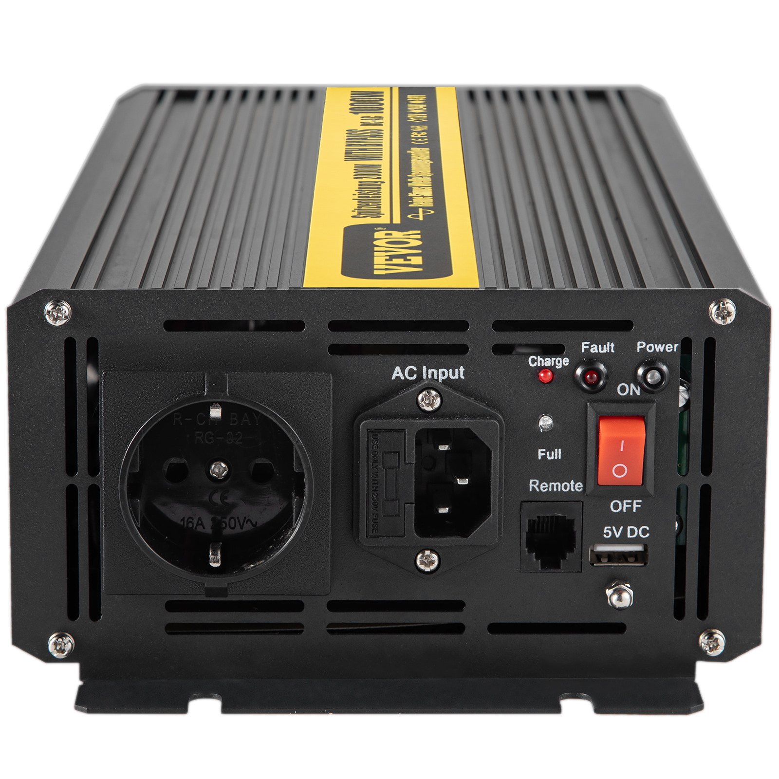 Vevor Inversor De Corriente Coche 12v Dc A 220v/230v Ac 1000w Control Remoto Lcd