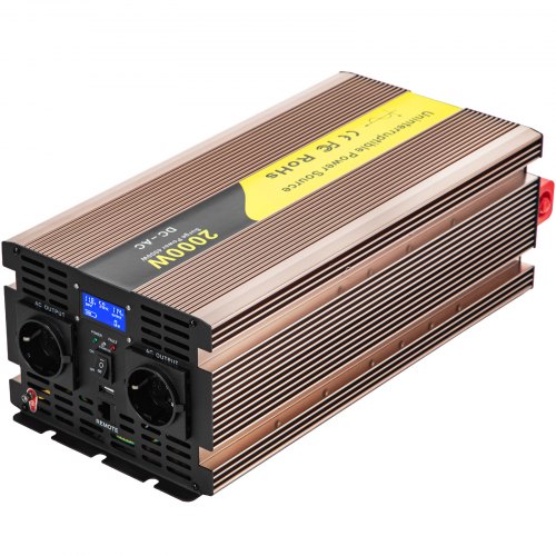 Vevor Inversor De Corriente Coche 12v Dc A 220v/230v Ac 2000w Control Remoto Lcd
