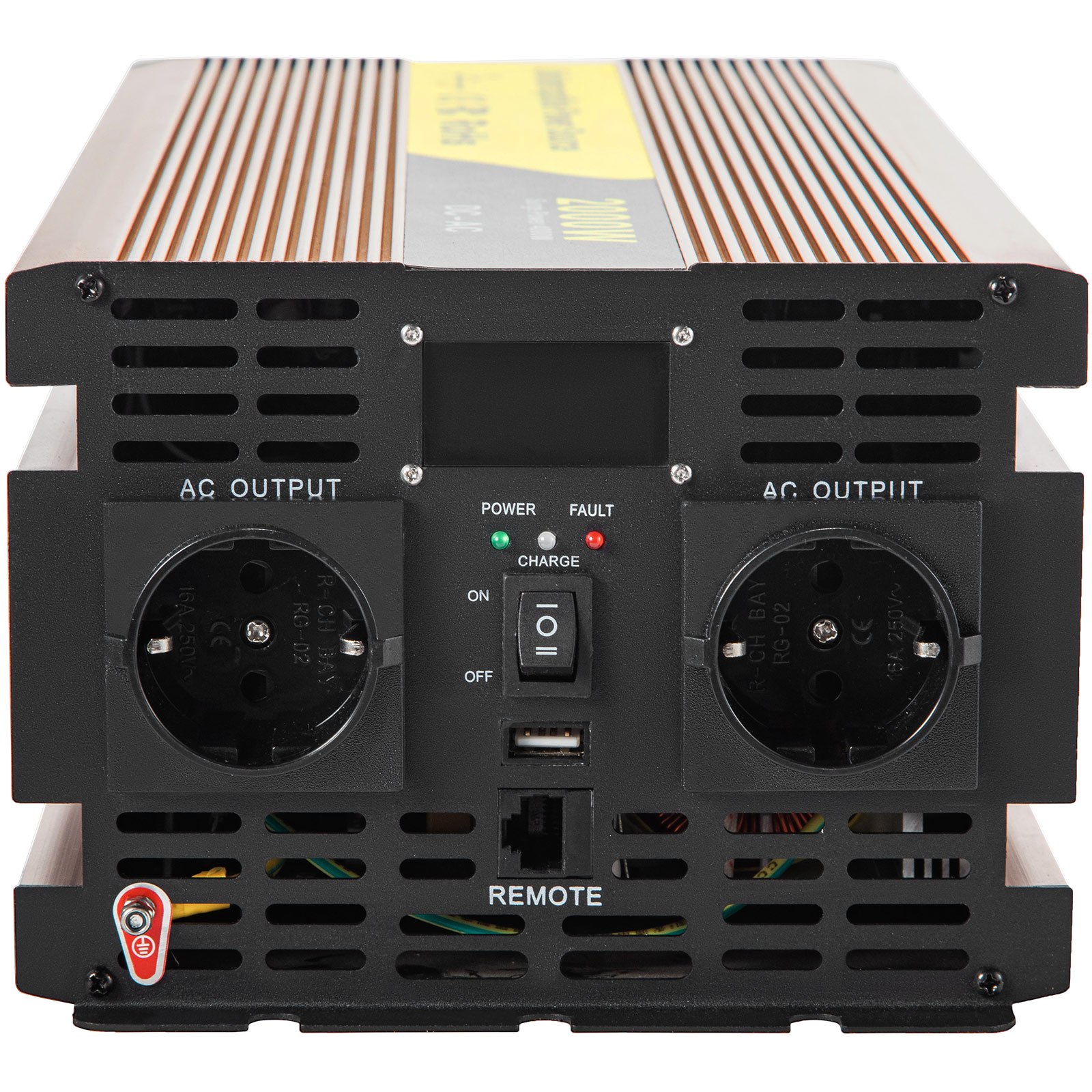 Vevor Inversor De Corriente Coche 12v Dc A 220v/230v Ac 2000w Control Remoto Lcd