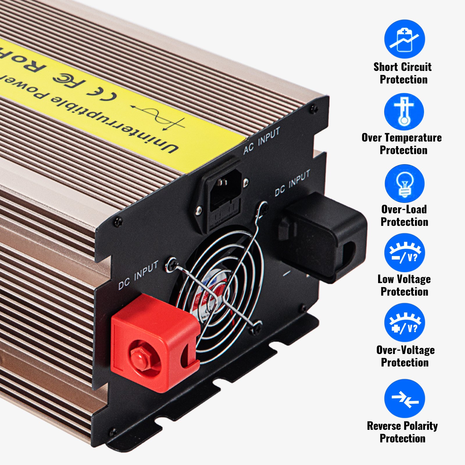 Vevor Inversor De Corriente Coche 12v Dc A 220v/230v Ac 2000w Control Remoto Lcd