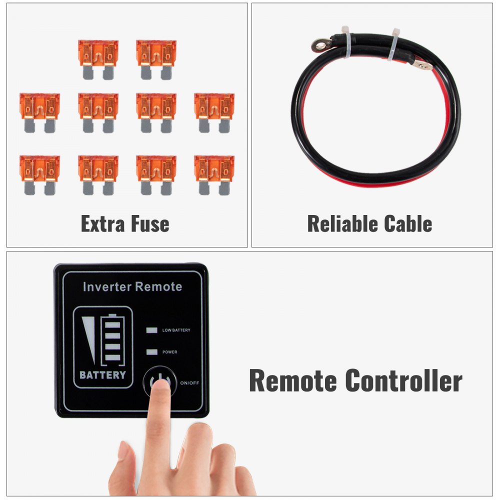 Vevor Inversor De Corriente Coche 12v Dc A 220v/230v Ac 3000w Control Remoto Lcd