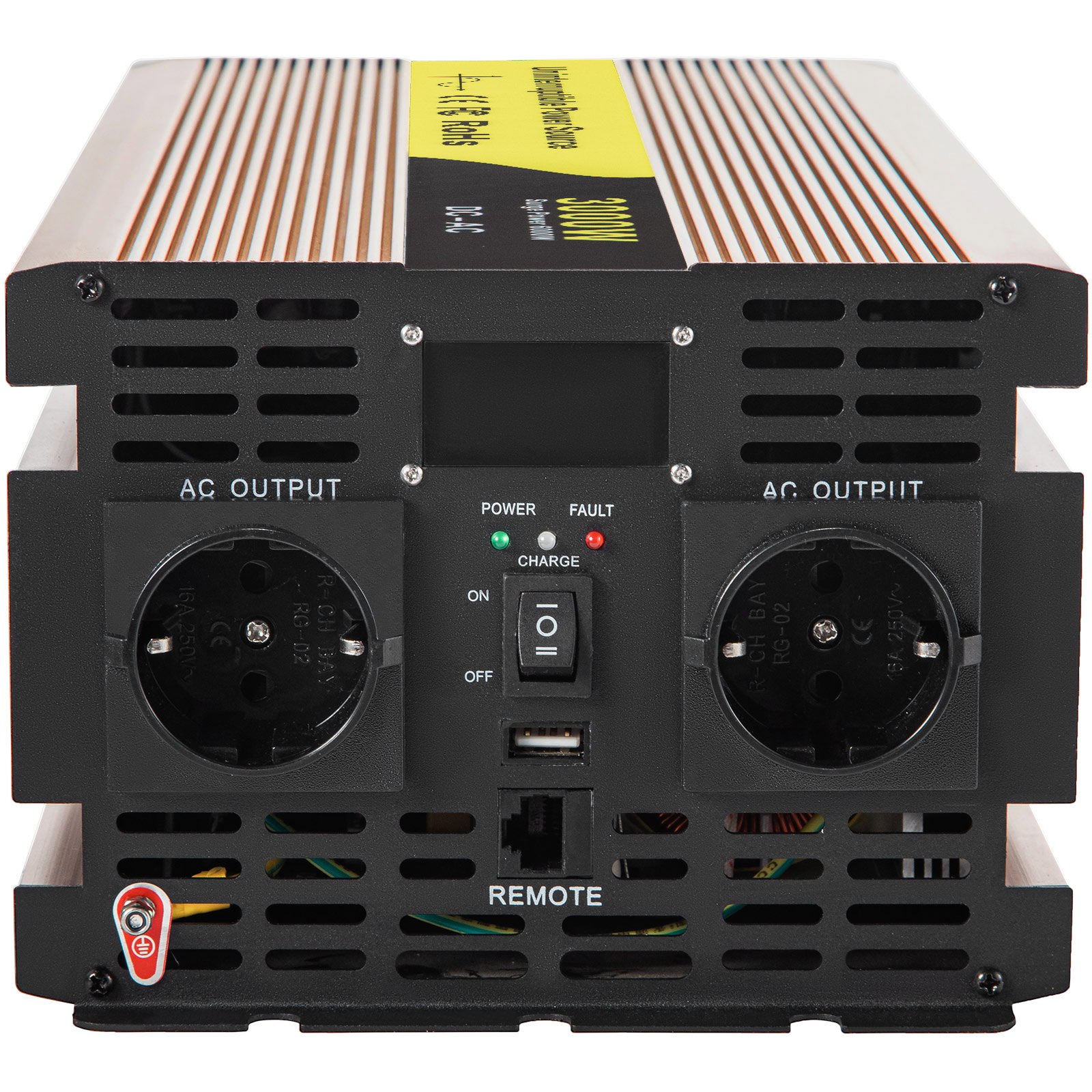 Vevor Inversor De Corriente Coche 12v Dc A 220v/230v Ac 3000w Control Remoto Lcd