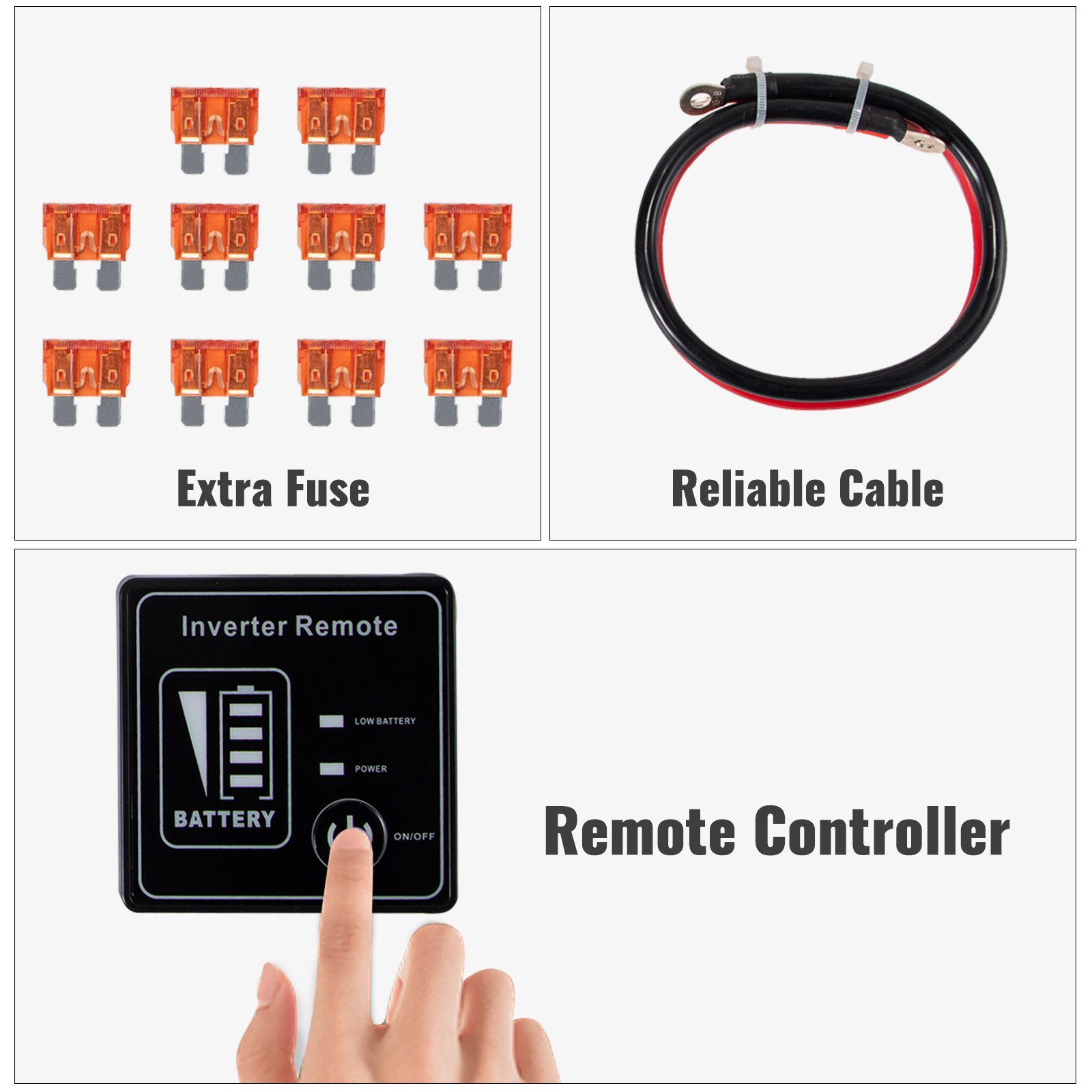 Vevor Inversor De Corriente Coche 12v Dc A 220v/230v Ac 3000w Control Remoto Lcd