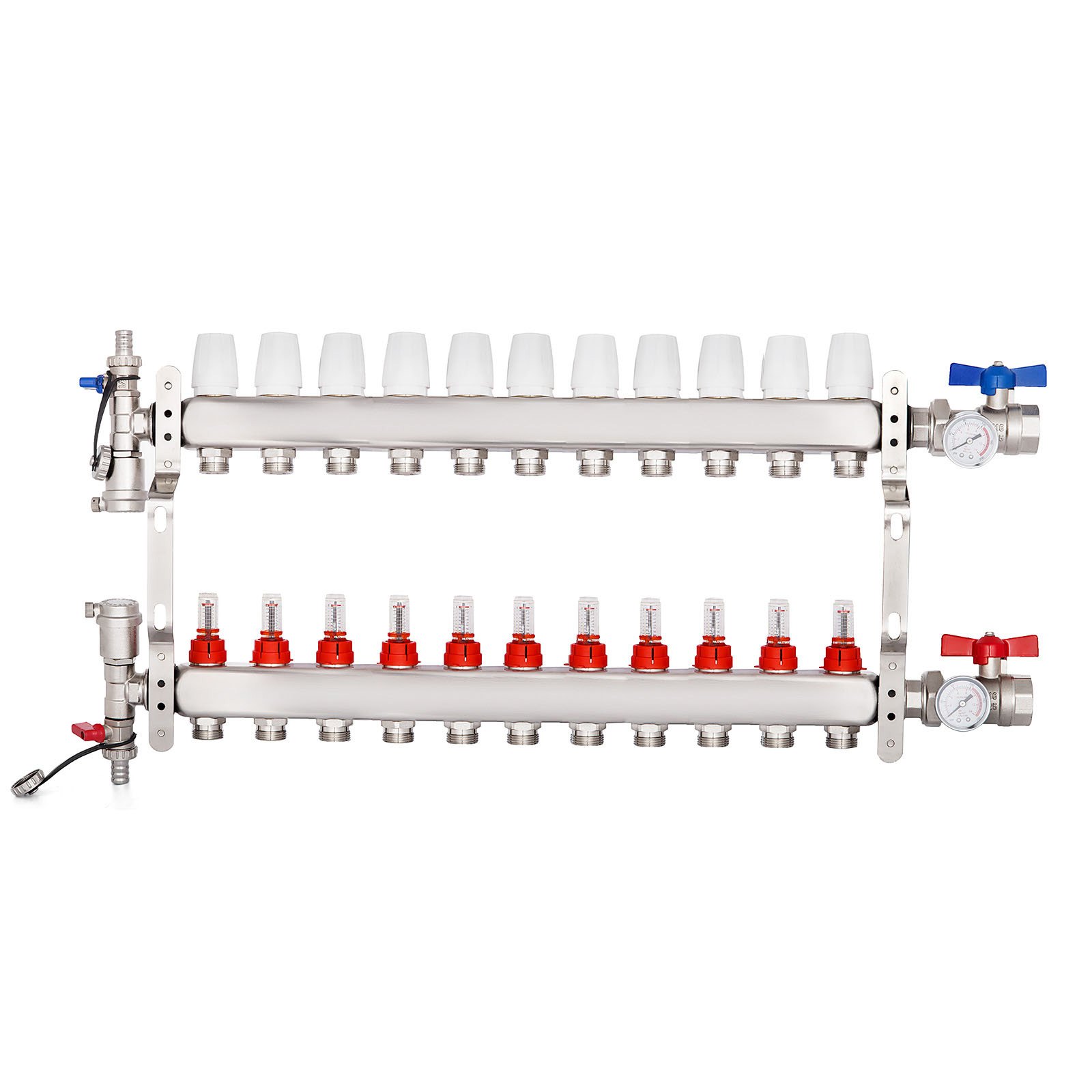 Colector De Suelo Radiante 11 Sucursales Tubería Pex 1/2 " Acero Inoxidable