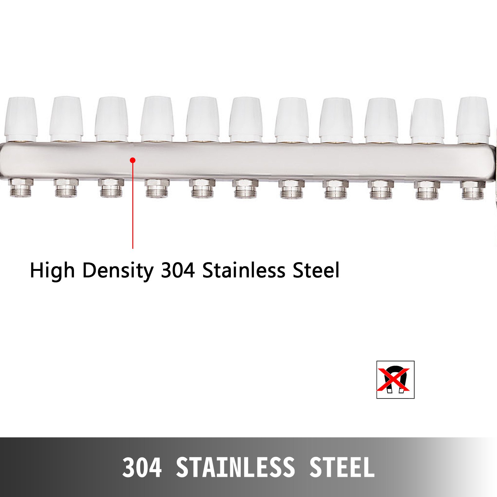 Colector De Suelo Radiante 11 Sucursales Tubería Pex 1/2 " Acero Inoxidable